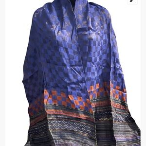 Forever 21 Blue and Orange Checkered Striped Scarf!